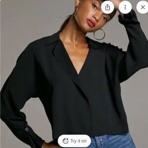 Aritzia Babaton -Elegant Black Women's Top